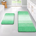 OLANLY Bathroom Rug Set 2 Piece, Soft Absorbent Microfiber Bath Rug Set, Non-Slip, Machine Wash Dry, Plush Shaggy Bath Mats for Bathroom (47"x20"+24"x16", Green)