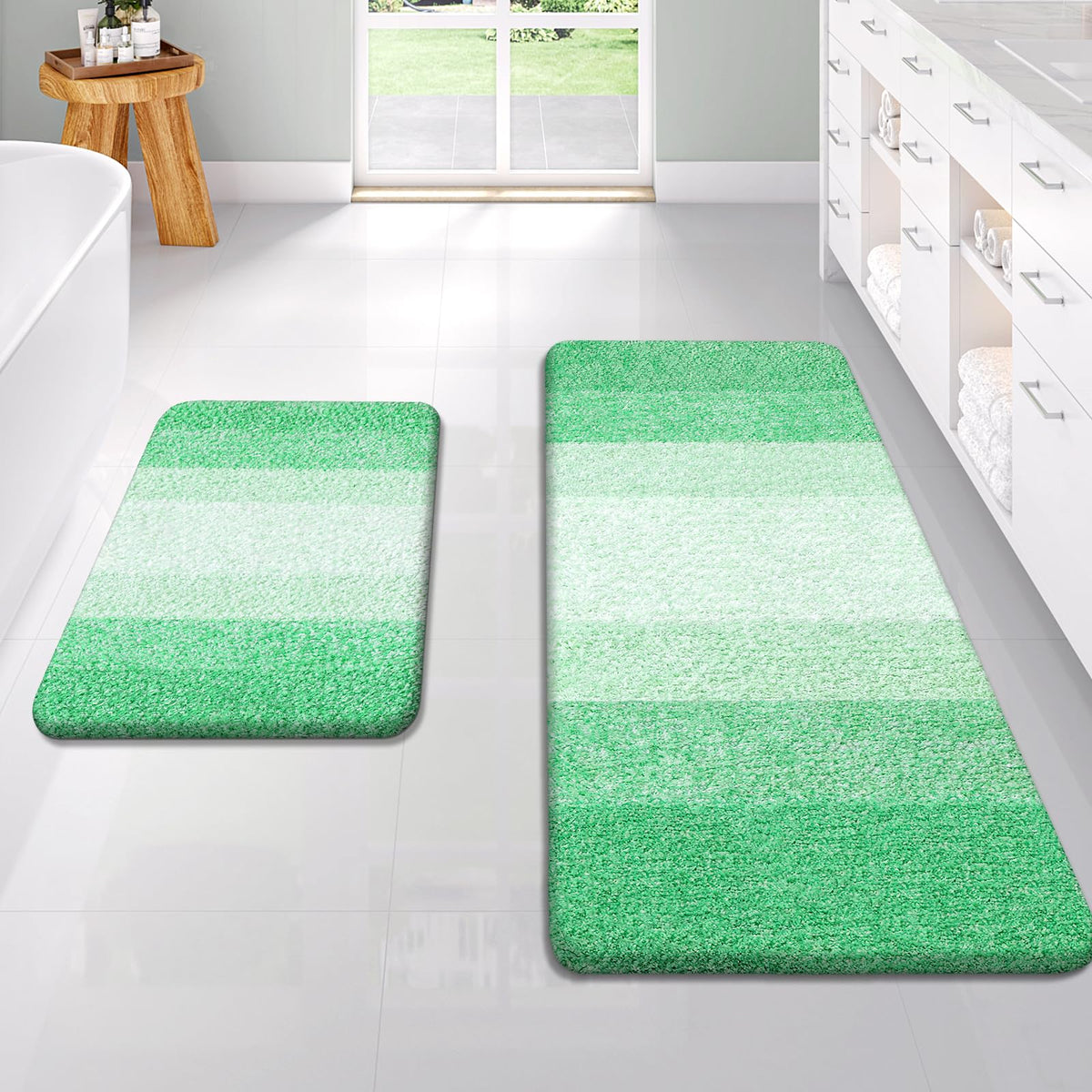 OLANLY Micorfiber Bathroom Rug Set 2 Piece, Soft Absorbent Bath Mats, Red