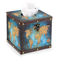 Sumnacon Retro Wood Square Tissue Box Cover - Vintage Cube Tissue Box Holder, Decorative Facial Tissue Holder for Bedroom Bathroom Dresser Night Stand Table Car Store Office Home Decor, Green