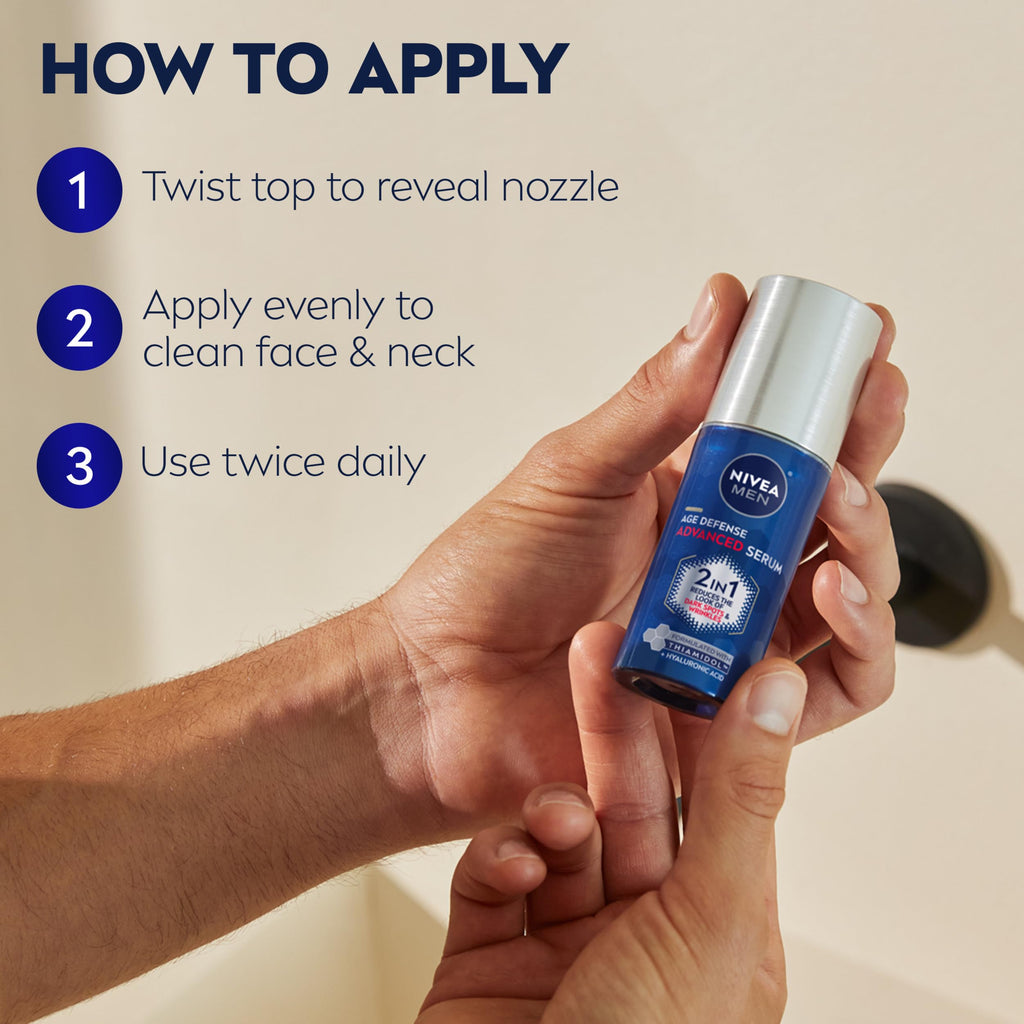 NIVEA MEN Age Defense 2 in 1 Face Serum, 1 FL OZ