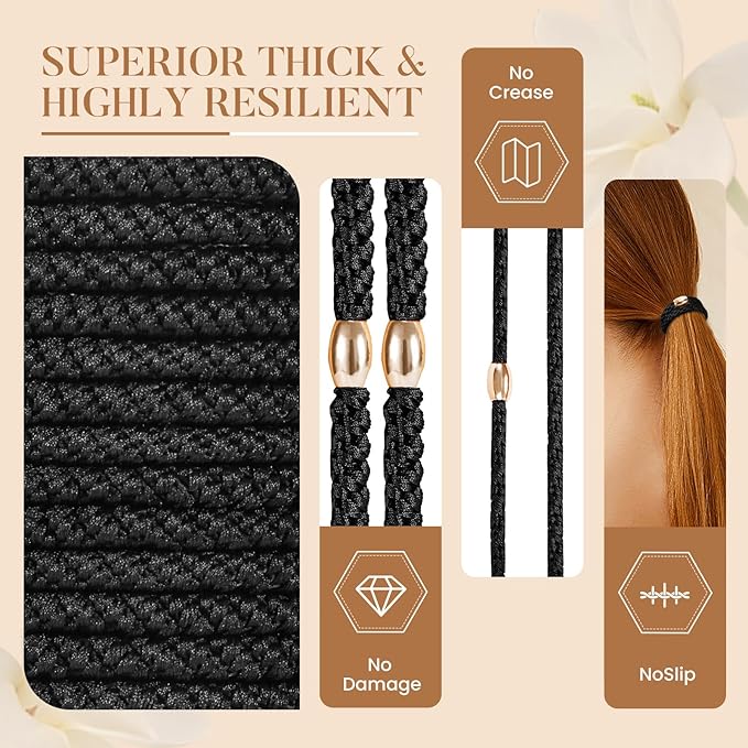 Hair Ties No Damage - 20PCS Ponytail Holders - Elastic Hair Ties for Thick Hair - Braided Hair Bands for Women Girls's Hair - Black
