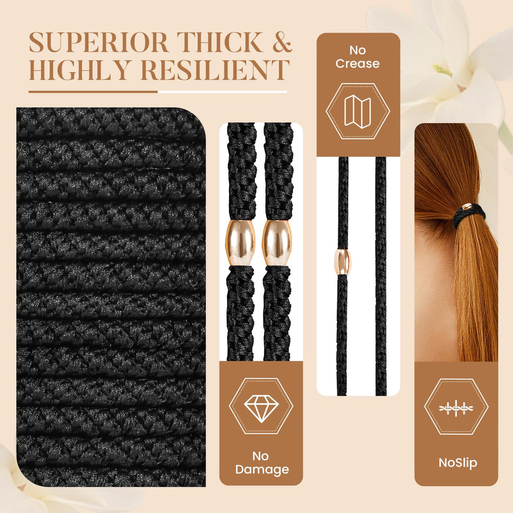 FORENEE Hair Ties No Damage - 20PCS Ponytail Holders - Elastic Hair Ties for Thick Hair - Braided Hair Bands for Women Girls's Hair - Black