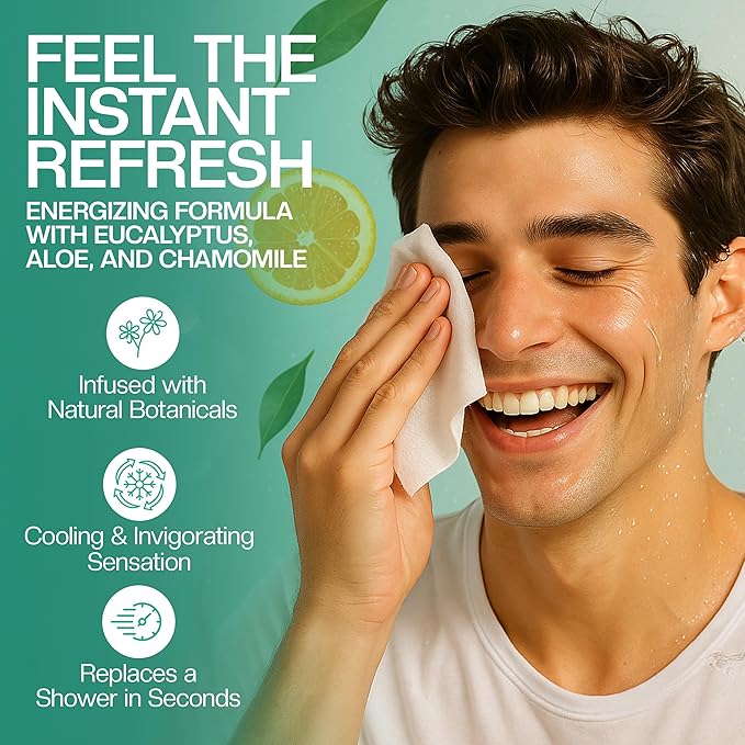 The Nobleman 4-Pack Face + Body Cleansing Wipes: 4 Post Workout Packs with Eucalyptus and Vitamin C (120 Ct.)