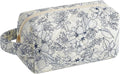 HHQQWZ Makeup Bag Travel Cosmetic Bag for Women, Zipper Make Up Pouch, Floral Flowers Toiletry Organizer Makeup with Handle, Cosmetic Travel Cloth Bag (Navy Blue Flower)