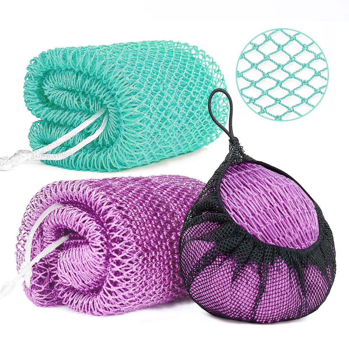 2 Pack African Net Sponge Authentic, Exfoliating Body Scrubber Bath Sponge