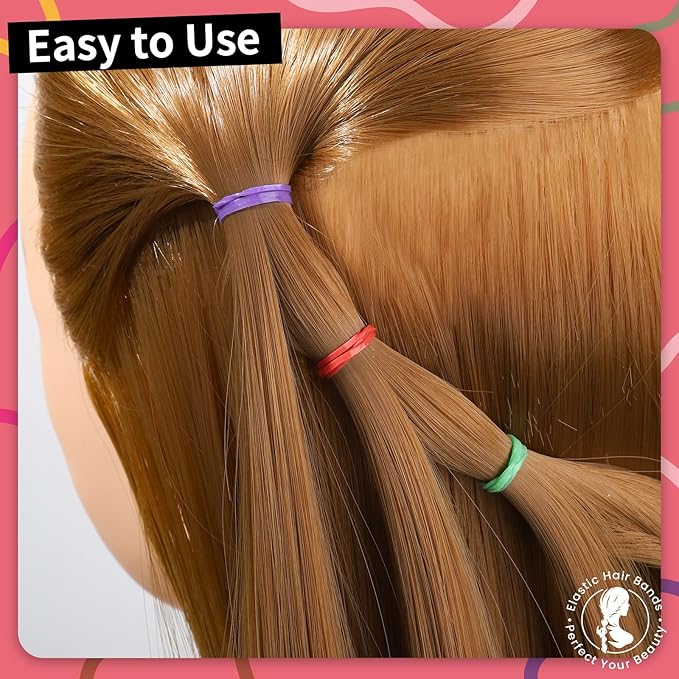 Teenitor Colorful Elastic Ties,Hair Rubber Bands for Kids Girls Thin Small Hair Elastics, Colors,300pcs