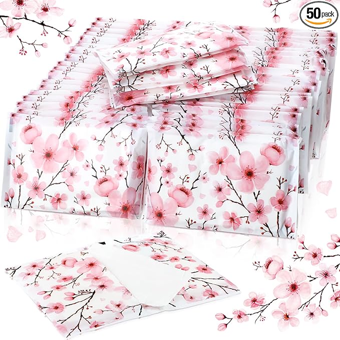 Geyee 50 Packs Tissue Travel Size Facial Paper Napkins Travel Packs Disposable Pocket Tissues for Wedding Guest Traveling School Purse Home Supplies, 500 Sheets 3 Ply(Cherry Blossoms)