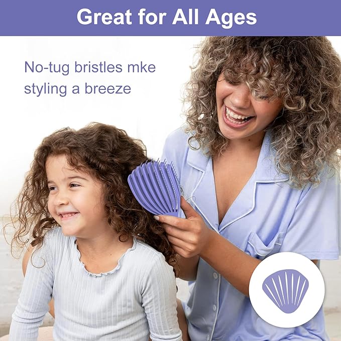 Detangler Brush for Curly Hair, Hairbrush for Wet Dry Thick Thin, Easily Comb Through Curl Hair and Reduces Breakage, Curly Brush for Women Men Kid (Purple)