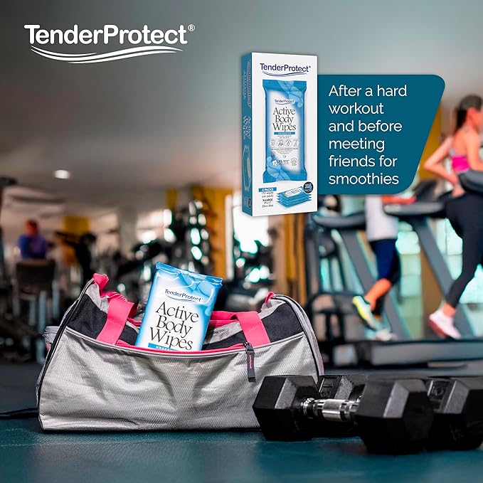 TenderProtect Active Body Wipes, XL Rinse-Free Shower Wipe for Adults, 9" x 12" Extra Large, Aloe, No Rinse Bath Wash Cloth - Gym, Sports, Travel, Camping, Elderly Care, Portable (Case of 576)
