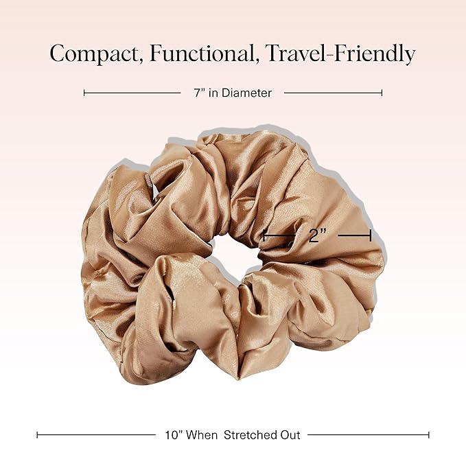 Kitsch Satin Scrunchies for Women - No Crease, Frizz Control | Softer Than Silk Scrunchies Gentle On Hair Scrunchies for All Hair Types | Stylish Hair Accessories - Charcoal & Gold, 2pcs