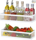 PUSDON Mesh Shower Caddy Wall Mount, Heavy Duty Adhesive Bathroom Shelf Organizer, Rustproof Floating Spice Rack for Kitchen Pantry, Holds 50 LBS, Multi-Purpose Storage White-2 Packs (Netting)