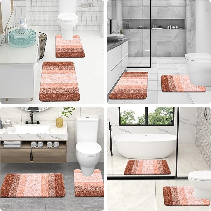 OLANLY Microfiber Bathroom Rugs Sets 3 Piece, 47"x20"+24"x16"+24"x20"