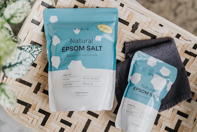 Kanjo Natural Epsom Salt - 100% Pure Magnesium Sulfate USP Bath Salt - Soak for Muscles, Feet & Joints - Unscented - 16oz Bag