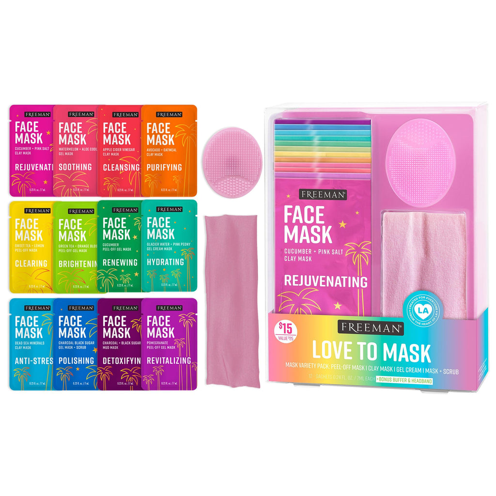 Freeman 14 Piece Love To Mask Variety Pack, Face Masks