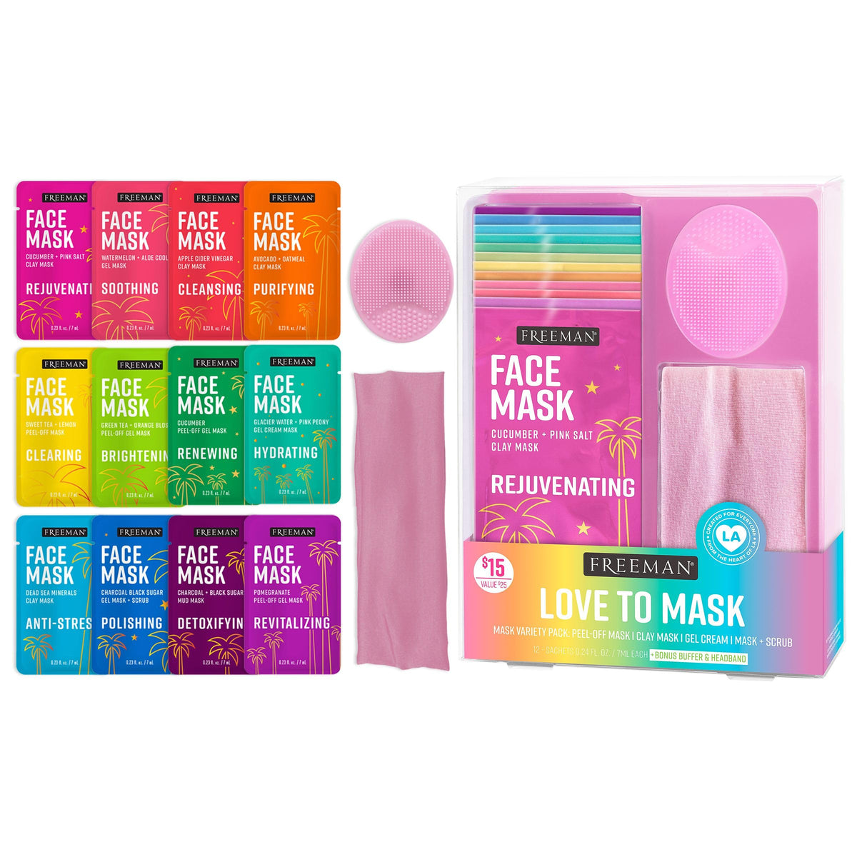 Freeman 14 Piece Love To Mask Variety Pack, Face Masks