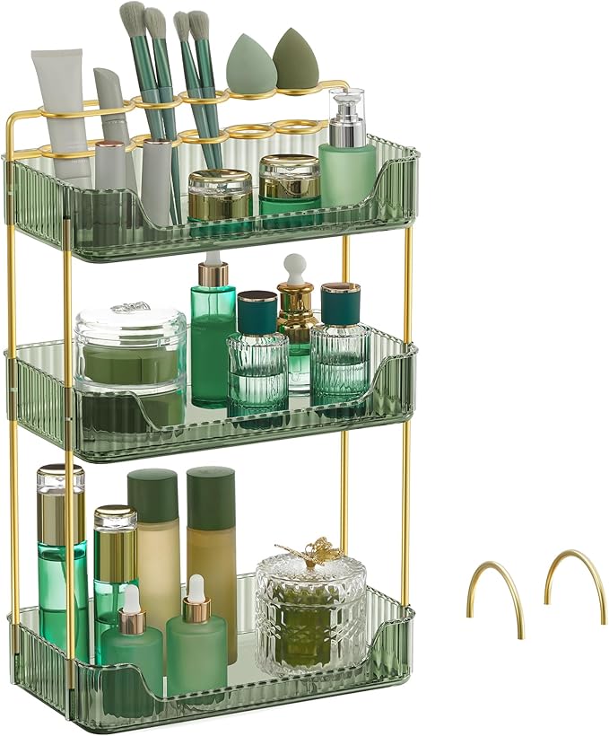 SONGMICS Makeup Organizer, 3-Tier Countertop, Customizable