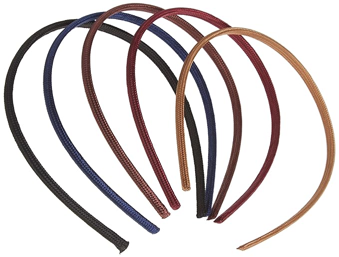 Goody Ouchless Shoestring Headbands, 5 Ct, Assorted Colors, Stylish & Lightweight Thin, Damage-Free Fabric Headbands for Women & Men, All-Day Comfort, For All Occasions, All Hair Types