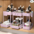 Sevenblue 3 Pack Under Sink Organizers,2-Tier Multi-Use Kitchen and Bathroom Organizers and Storage with Sliding Drawers,Bathroom Cabinet Organizer (Pink, 12.8 Inch)