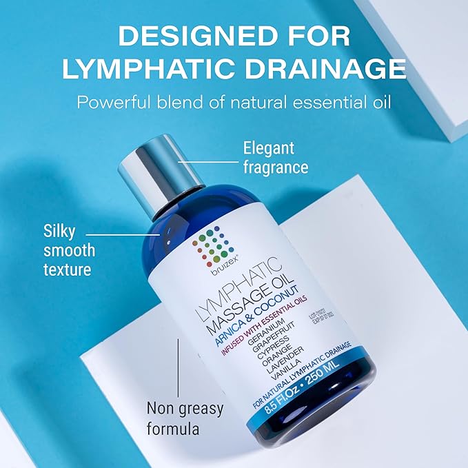 Lymphatic Drainage Massage Oil for Massage Therapy - Arnica & Coconut Oil for Post Surgery Recovery & Lymphatic Drainage Massager, Liposuction, 360 Lipo, BBL, Tummy Tuck Procedure,Moisturizing -8.5 Oz