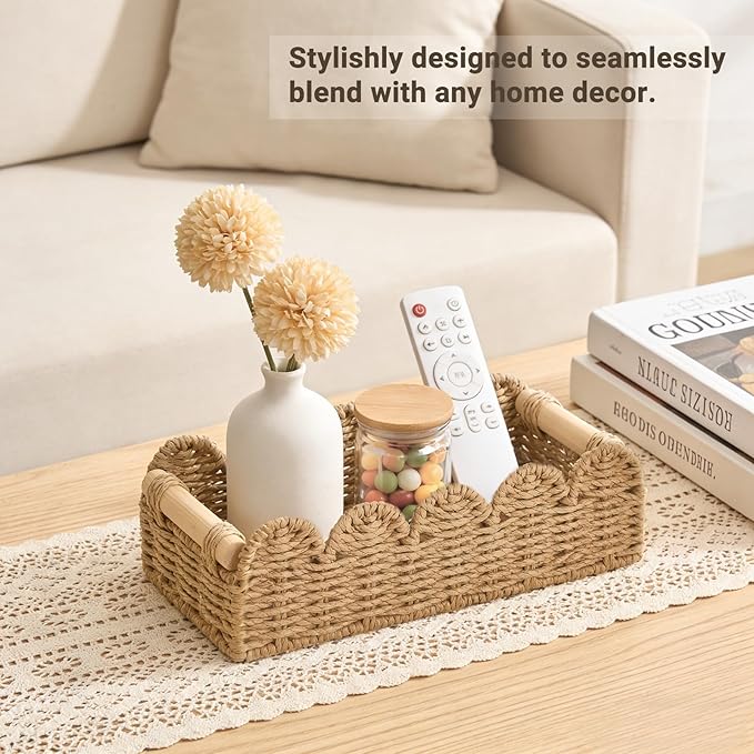 Dahey Toilet Paper Storage Basket 2 Pack Bathroom Scalloped Tank Basket