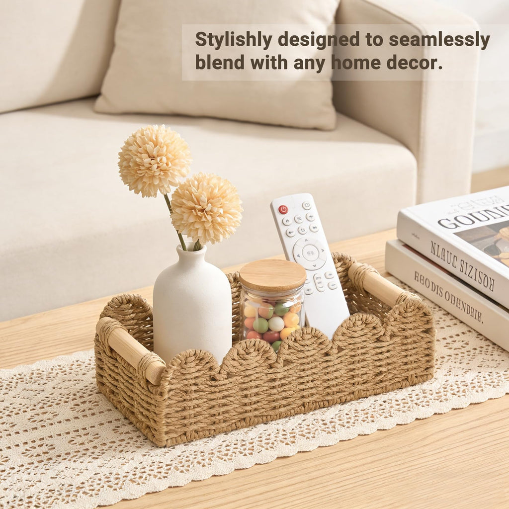 Dahey Toilet Paper Storage Basket 2 Pack Bathroom Scalloped Tank Basket