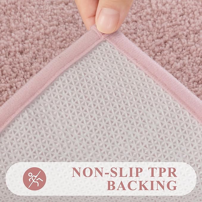 Pauwer Bathroom Rugs Sets 3 Piece, Microfiber Bath Mat Set, Dusty Pink