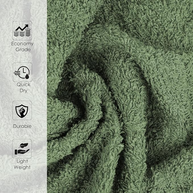STF Linen 24 Pack Green Hand Towel 100% Cotton Spa Towel – 16x26 inches Highly Absorbable Facial Towels Gym, Hair Towel and Face Towel Bulk Small Towels (Not Bleach Proof)