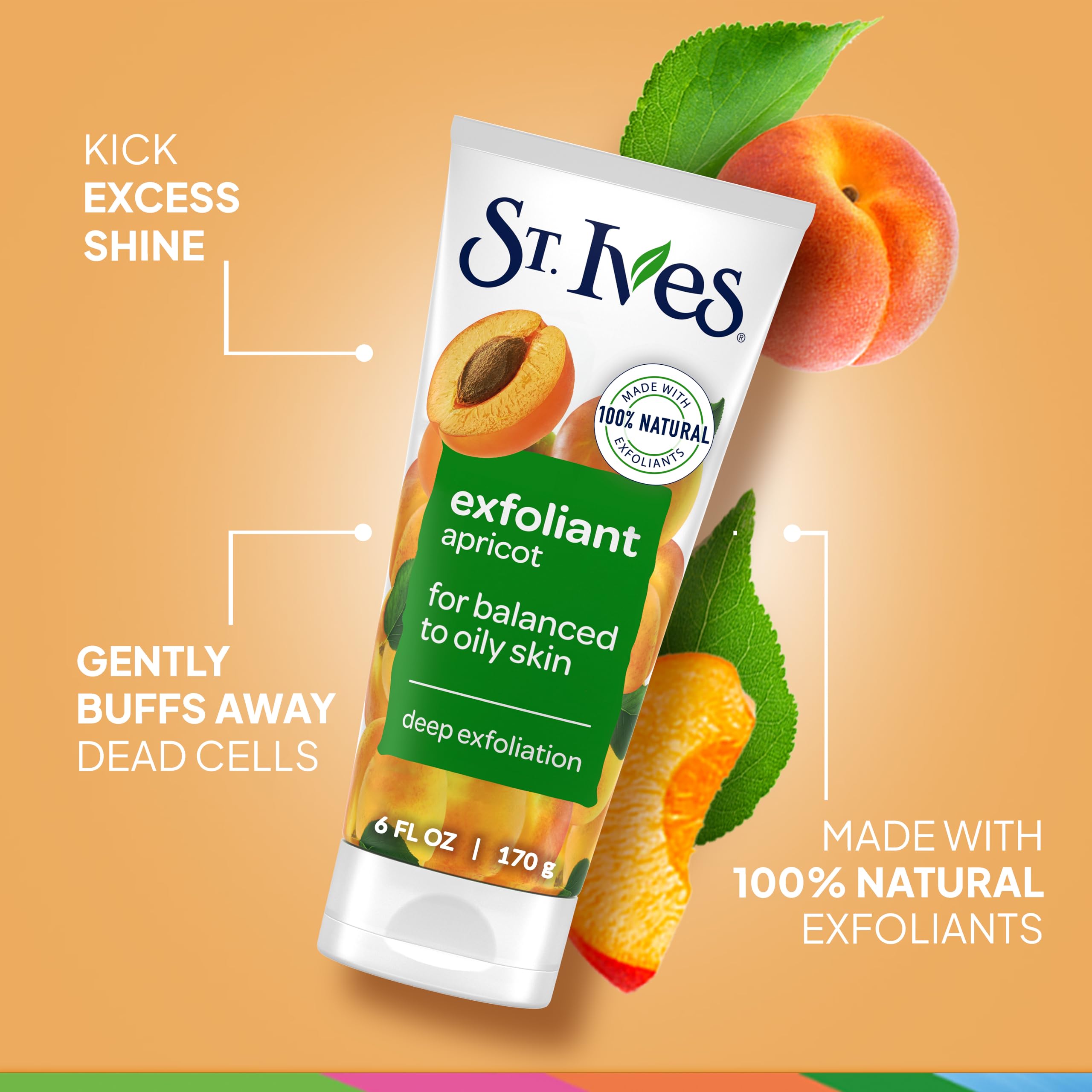 St. Ives Fresh Skin Apricot Face Scrub, Deep Exfoliator Skin Care for Clean, Glowing Skin, Oil-free Facial Scrub Made with 100% Natural Exfoliants, 6 oz