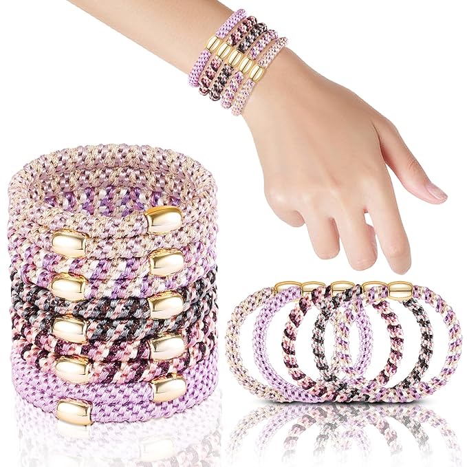 FORENEE Hair Ties No Damage - 10PCS Ponytail Holders - Elastic Hair Ties for Thick Hair - Braided Hair Bands for Women Girls's Hair - Violet