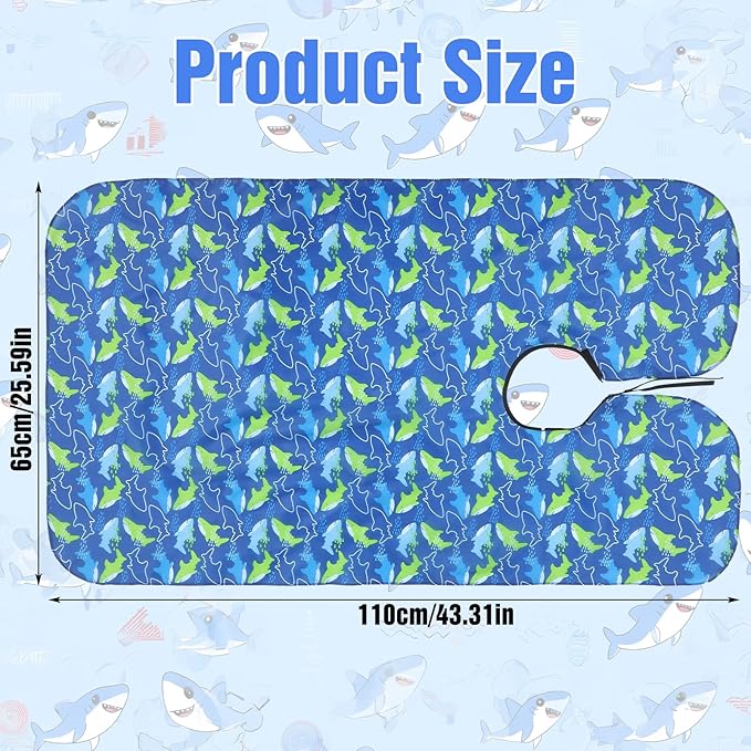Hair Cutting Cape Kids, Adjustable Snap Barber Hair Cutting Cape Kids with Cute Shark Print, Full Coverage Barber Capes For Kid for Home Haircutting and Professional Salon