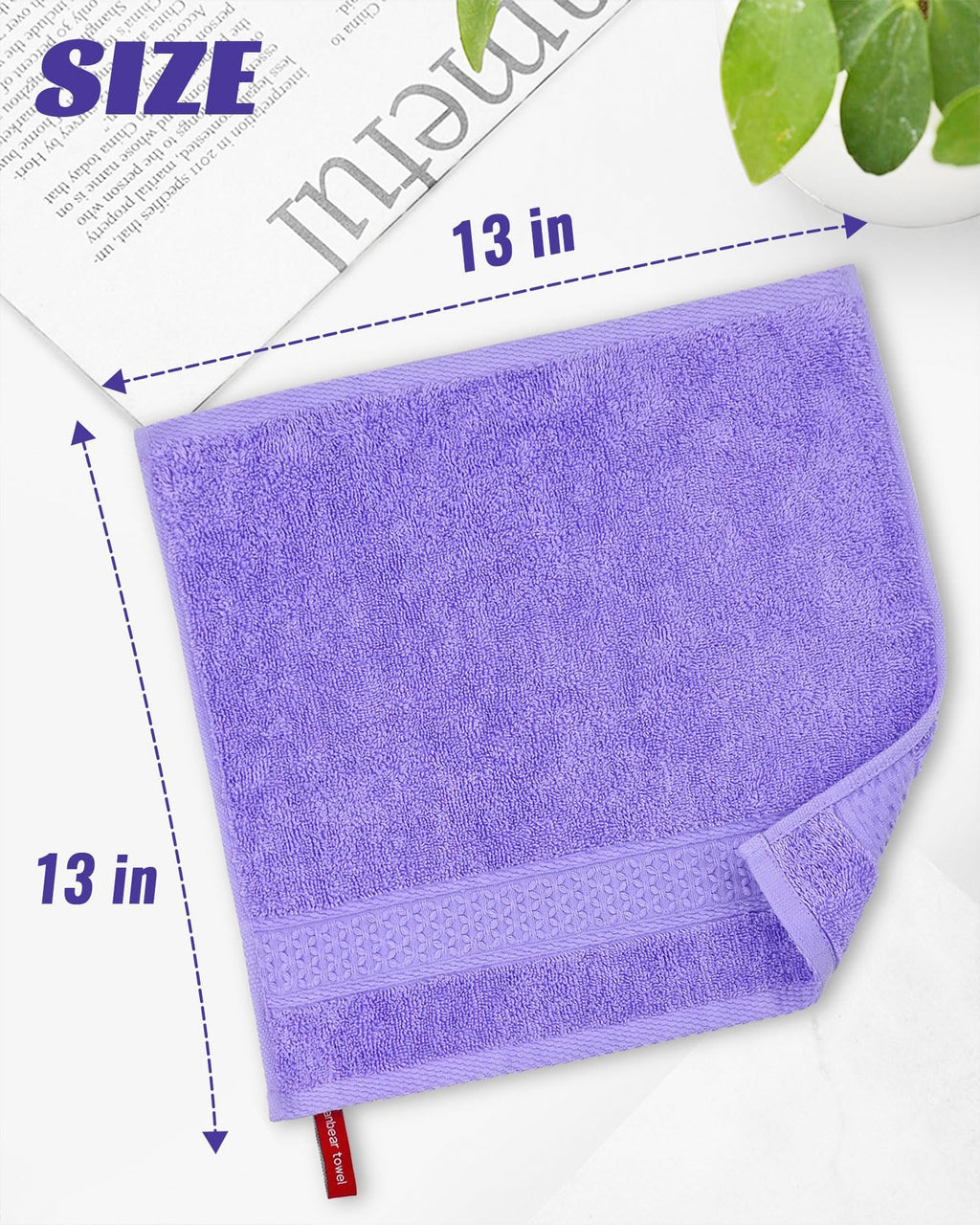 Cleanbear Wash Cloths Cotton Facecloths Set of 6, 13 by 13 Inches