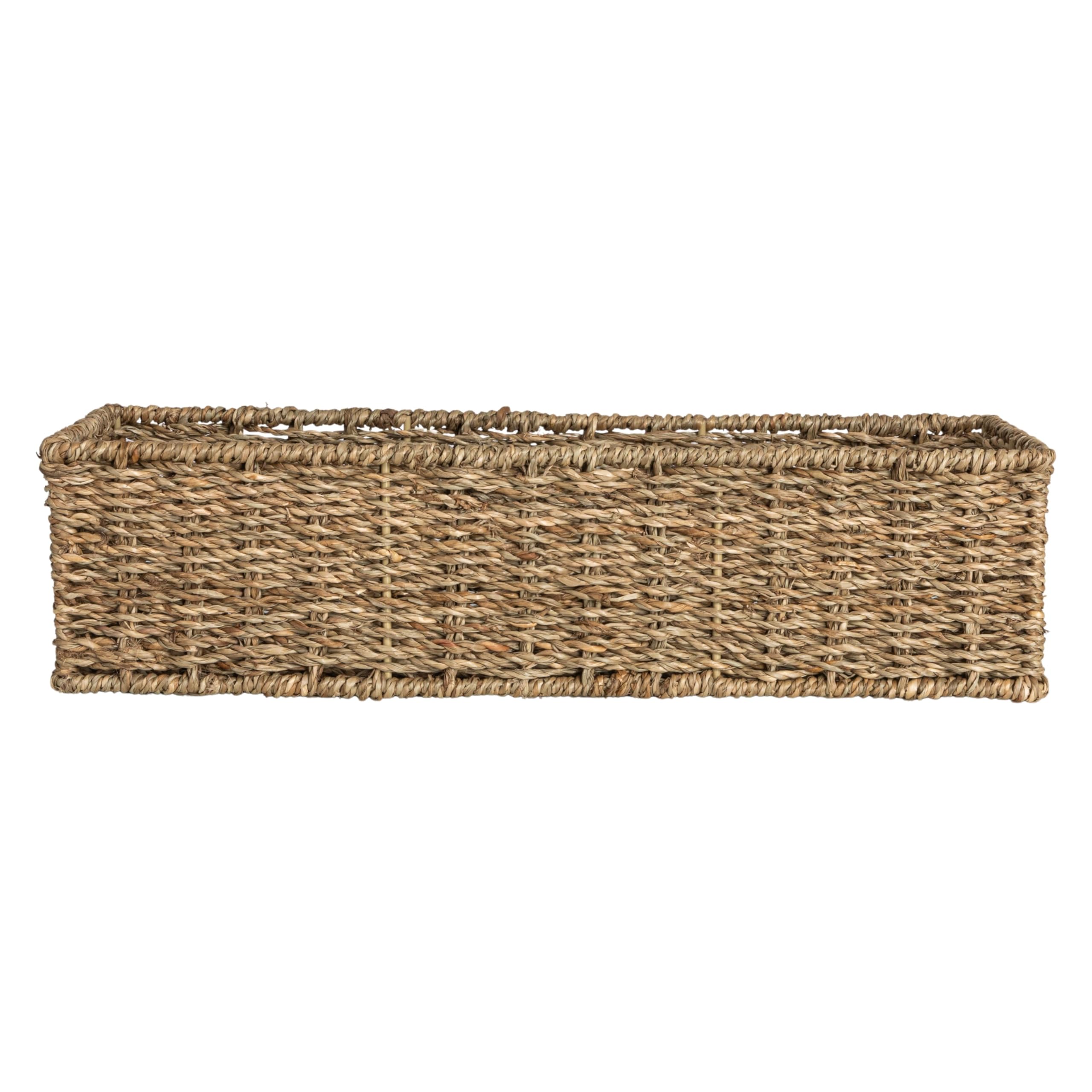 Household Essentials Handwoven Seagrass Rectangular Storage Basket, Natural