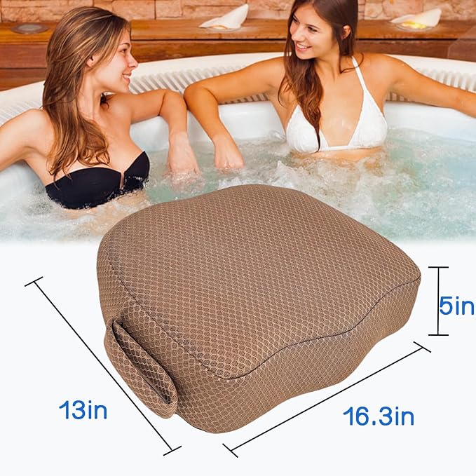 AEROiVi Hot Tub Booster Seat for Adults 5in Thick Weighted Quick Sink Brown