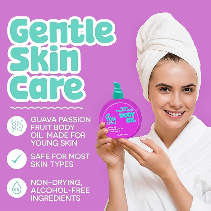 BeYoutiful Moisturizing Body Oil for Kids & Teens, Passion Fruit Glow, 8 oz