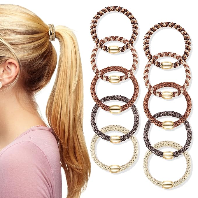 Hair Ties No Damage - 20PCS Ponytail Holders - Elastic Hair Ties for Thick Hair - Braided Hair Bands for Women Girls's Hair - Wood Grain