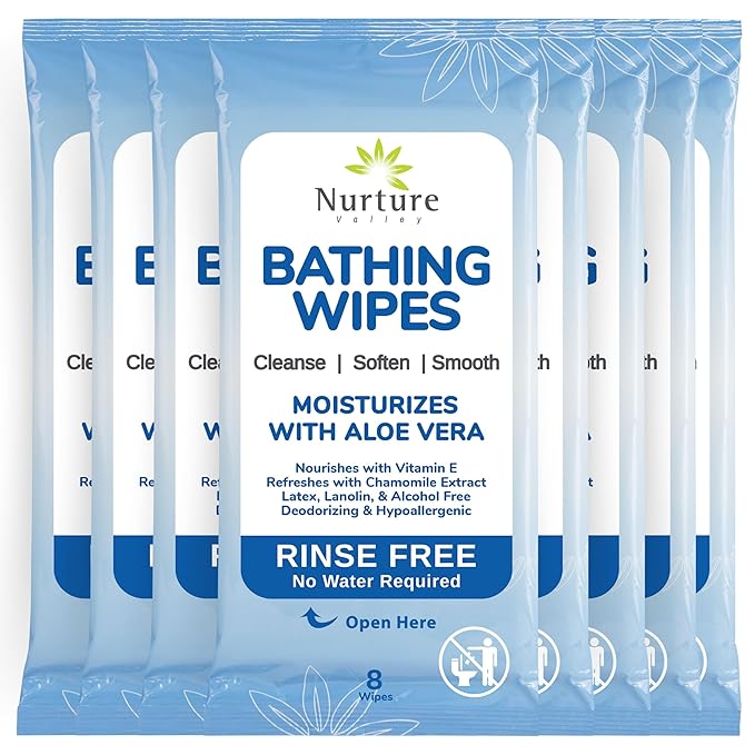 Nurture Rinse Free Bathing Disposable Adult w/Aloe Waterless Care -48 Wipes