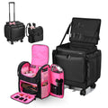 BYOOTIQUE Soft Sided Rolling Makeup Train Case Travel Backpack Hairstylist