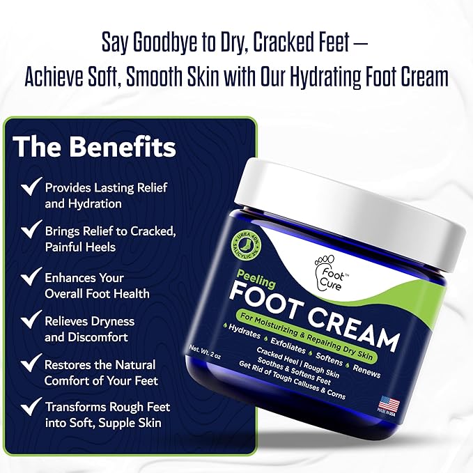 FOOT CURE Tea Tree Oil Foot Cream - Moisturizing Athletes Foot Care for Dry Cracked Feet Cream - Heel & Callus Removal, Toenail Treatment, Ringworm Itchiness Relief - Foot Cream, 2 Ounce (Pack of 1)