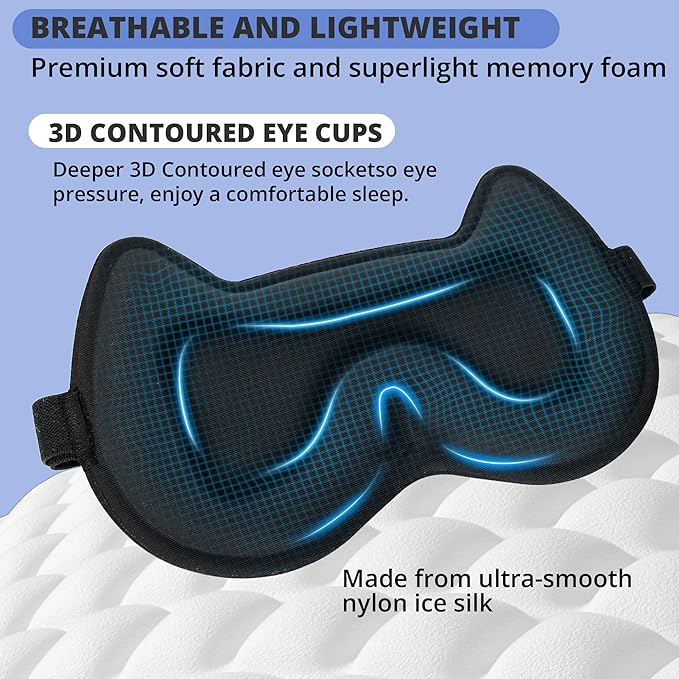 Kids Sleep Mask for Sleeping – Soft 3D Contoured Eye Mask for Kids, Comfortable No-Pressure Eye Cover with Memory Foam for Travel, Naps & Airplane, Boys & Girls (Royal Blue)