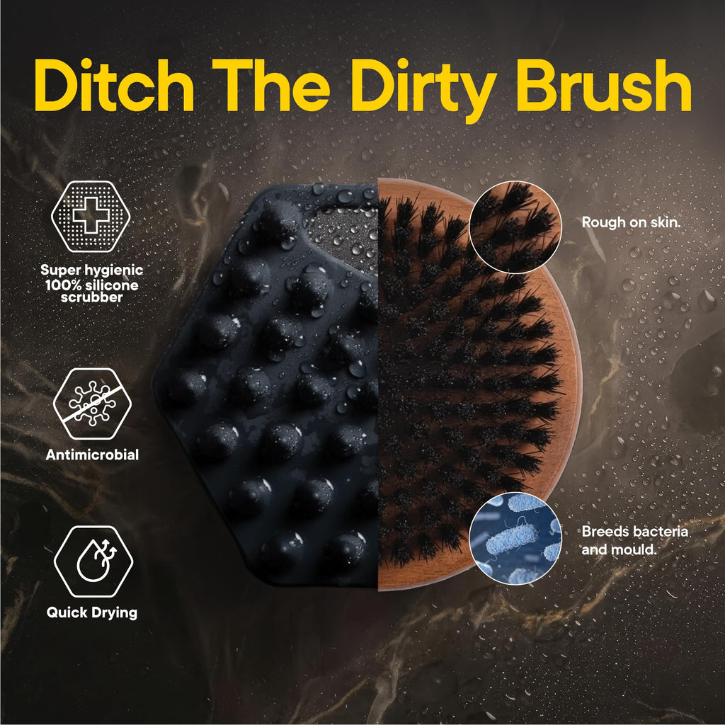 TOOLETRIES Silicone Beard Scrubber for Men, Beard Brush - Charcoal