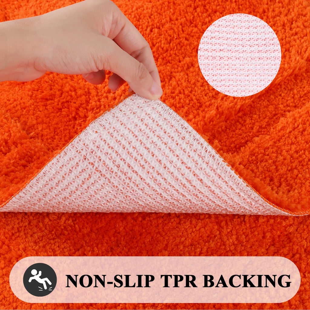 SHACOS Orange Bathroom Rugs Sets 3 Piece Small Bath Mat U Shaped Toilet Rug