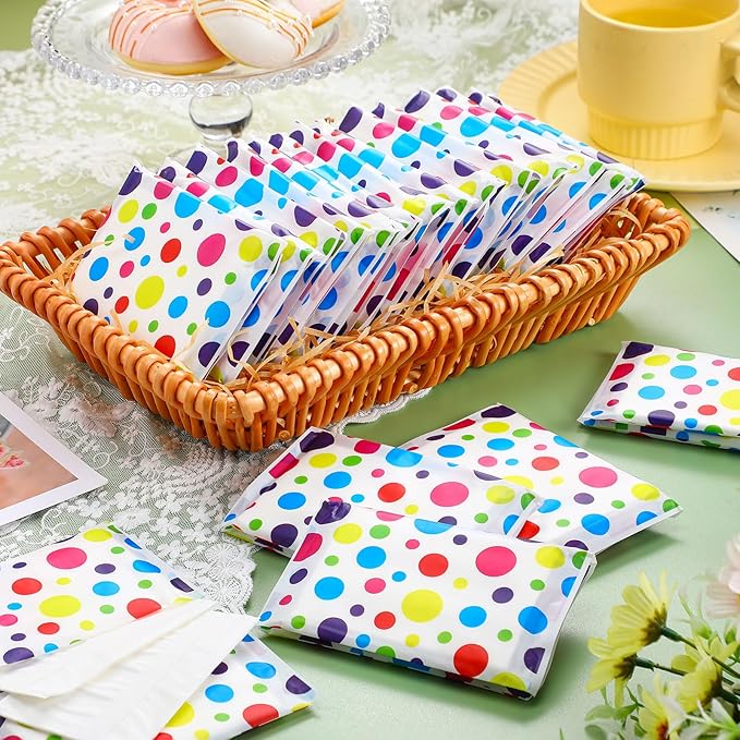 Geyee 50 Packs Tissue Travel Size Facial Paper Napkins Travel Packs Disposable Pocket Tissues for Wedding Guest Traveling School Purse Home Supplies, 500 Sheets 3 Ply(Polka Dot)