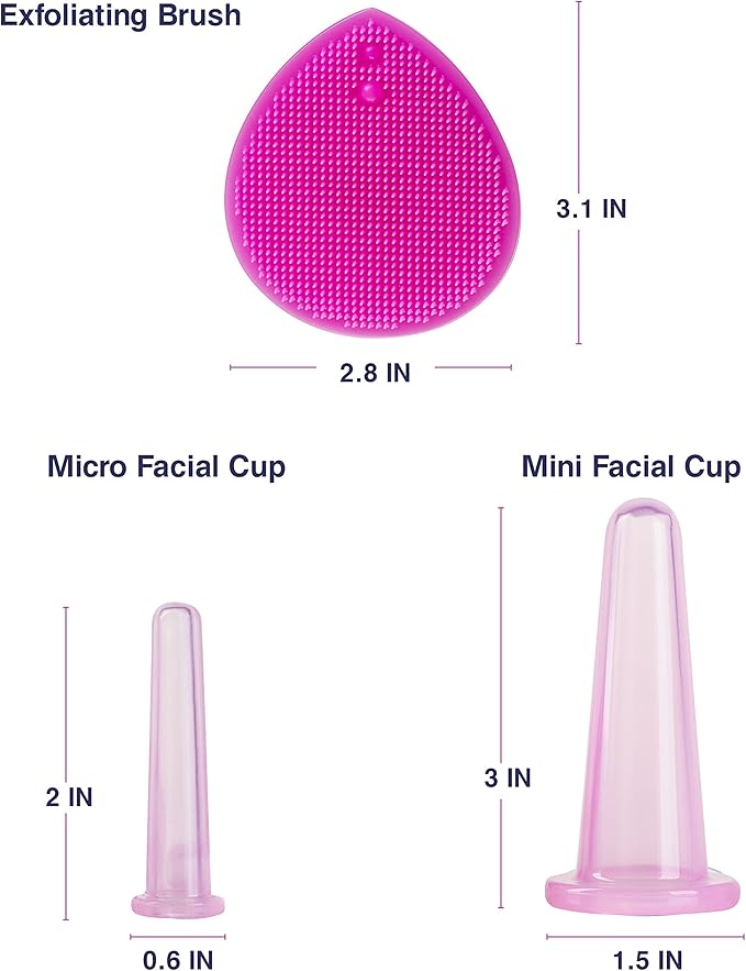 Cupping Therapy Sets - Face Cupping Set - Double Chin Reducer - Facial Cupping System - Silicone Massage Cups - Cupping for Cellulite Kit - Ideal to Shape Your Cheeks and Chin - by Sandine (Pink)