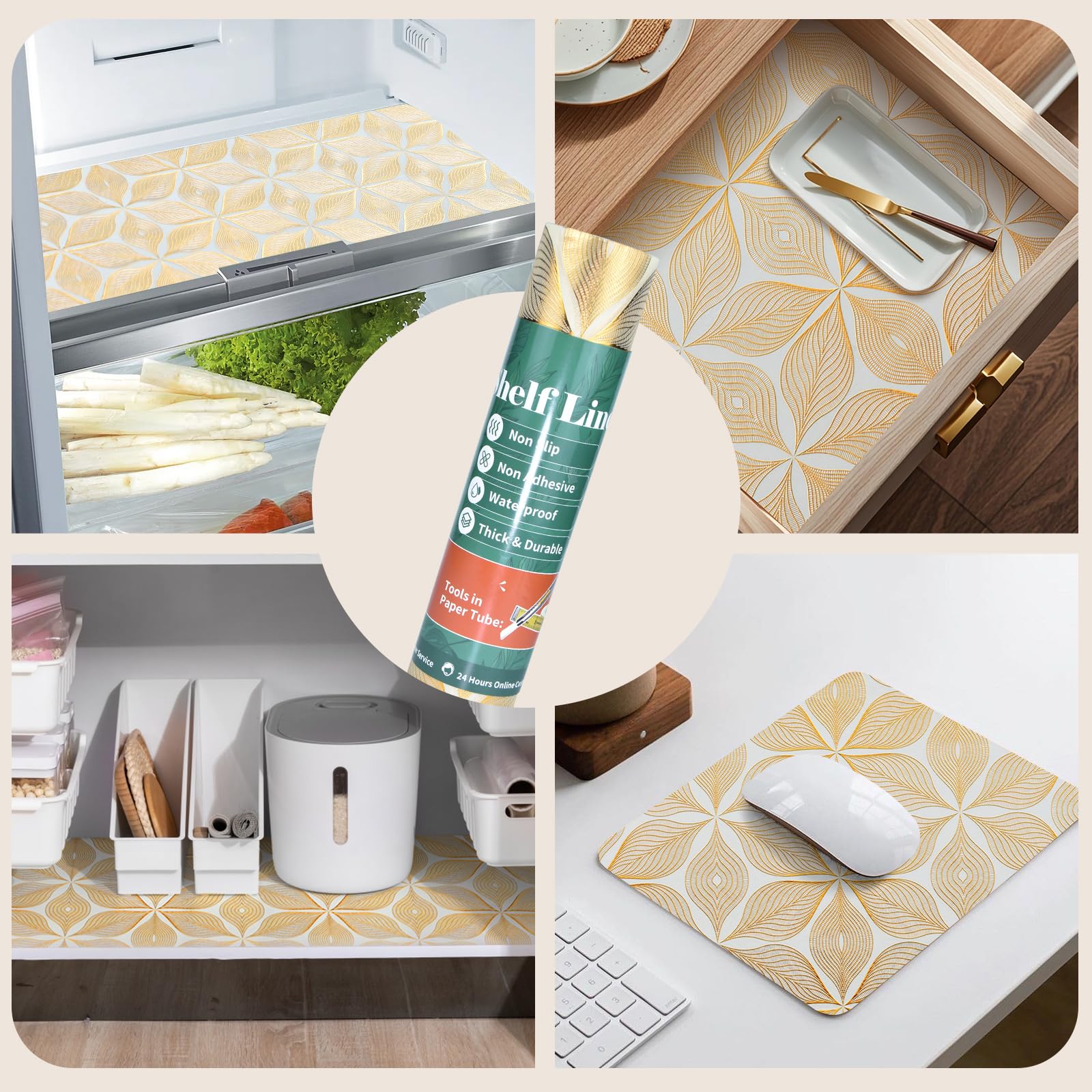 Drawer and Shelf Liner for Kitchen Cabinet,Non-Adhesive Waterproof