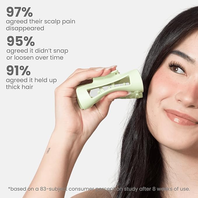 Mello Medium Hair Clip - Flexible Comfort Hair Claw for Women, Strong Hold for Thick & Thin Hair Styling, Durable Material, Matte Non-Slip Finish, Made in Korea, Patent Pending (Green, Medium)
