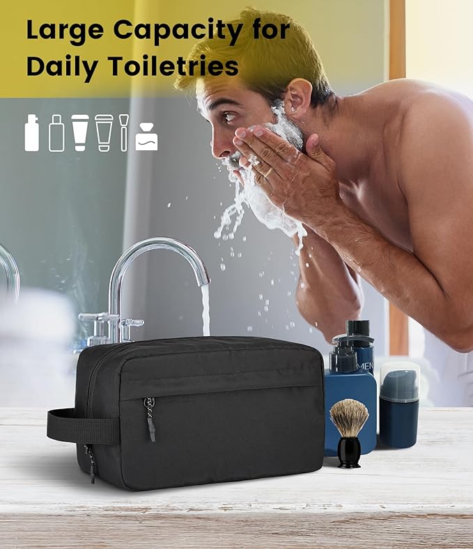 Vorspack Travel Toiletry Bag for Men - Hanging Toiletries Bag Water Resistant Travel Bag for Toiletries Accessories - Black