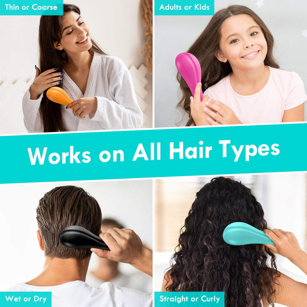 Aussumy Detangling Hair Brush Set - 2 Pack Detangler Hairbrush with Ultra Soft Bristle for Effortless Tangle Removal - For Dry Wet Damaged Curly Hair for Men Women Girls Boys Kids - Purple & Green