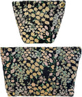 RIKMOXR 2 Pcs Makeup Bags, Large Cosmetic Bag Travel Toiletry Bag Organizer for Women, Embroidery Craft, Floral Makeup Bag Small Cosmetic Pouch Purse with Zipper Gifts for Girls Teen