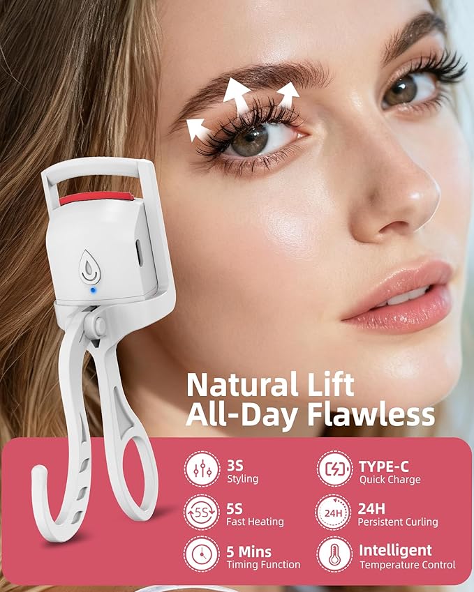 HOTRYEE 2PCS Heated Eyelash Curler (White)