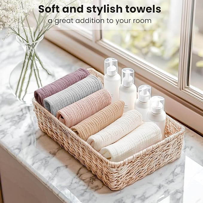 Konssy 6 Pack Face Cloths, Soft Wash Cloth for Washing Face, Cotton Face Towels for Sensitive Skin Women Facial Makeup Remover Reusable Absorbent Washcloths （11 x 11 Inch）